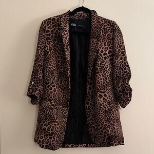 Zara Leopard Print Women's Oversized Blazer